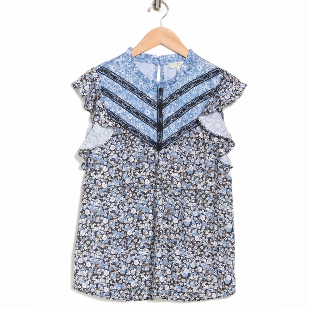 H Halston Lace Appliqué Washed Satin Top - Picture 2 of 4